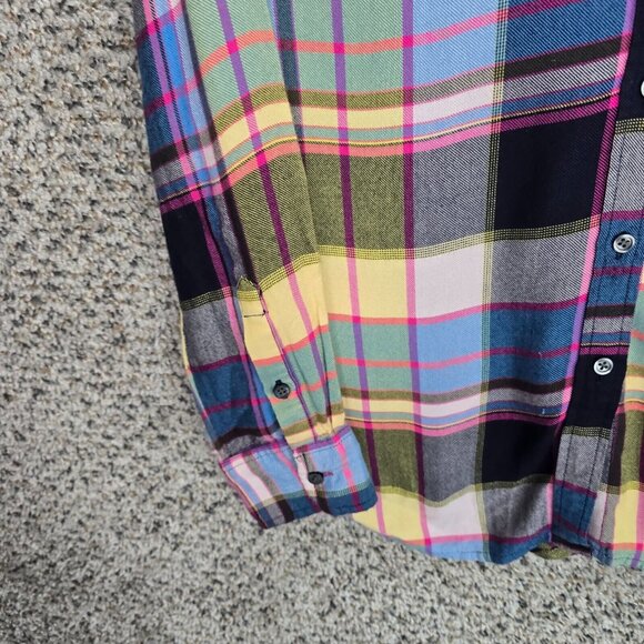 Talbots Top Womens Small Blue Pink Plaid Button Up Rayon Casual Ladies - Picture 3 of 7